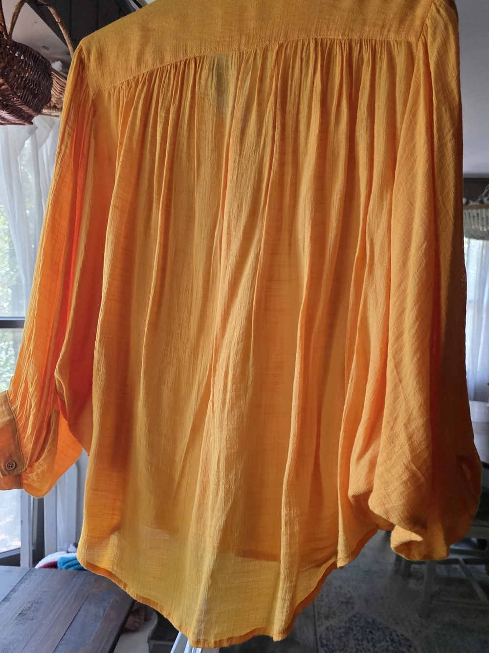 Maeve Button-Front Yellow Collar Top in Orange - Picture 4 of 4